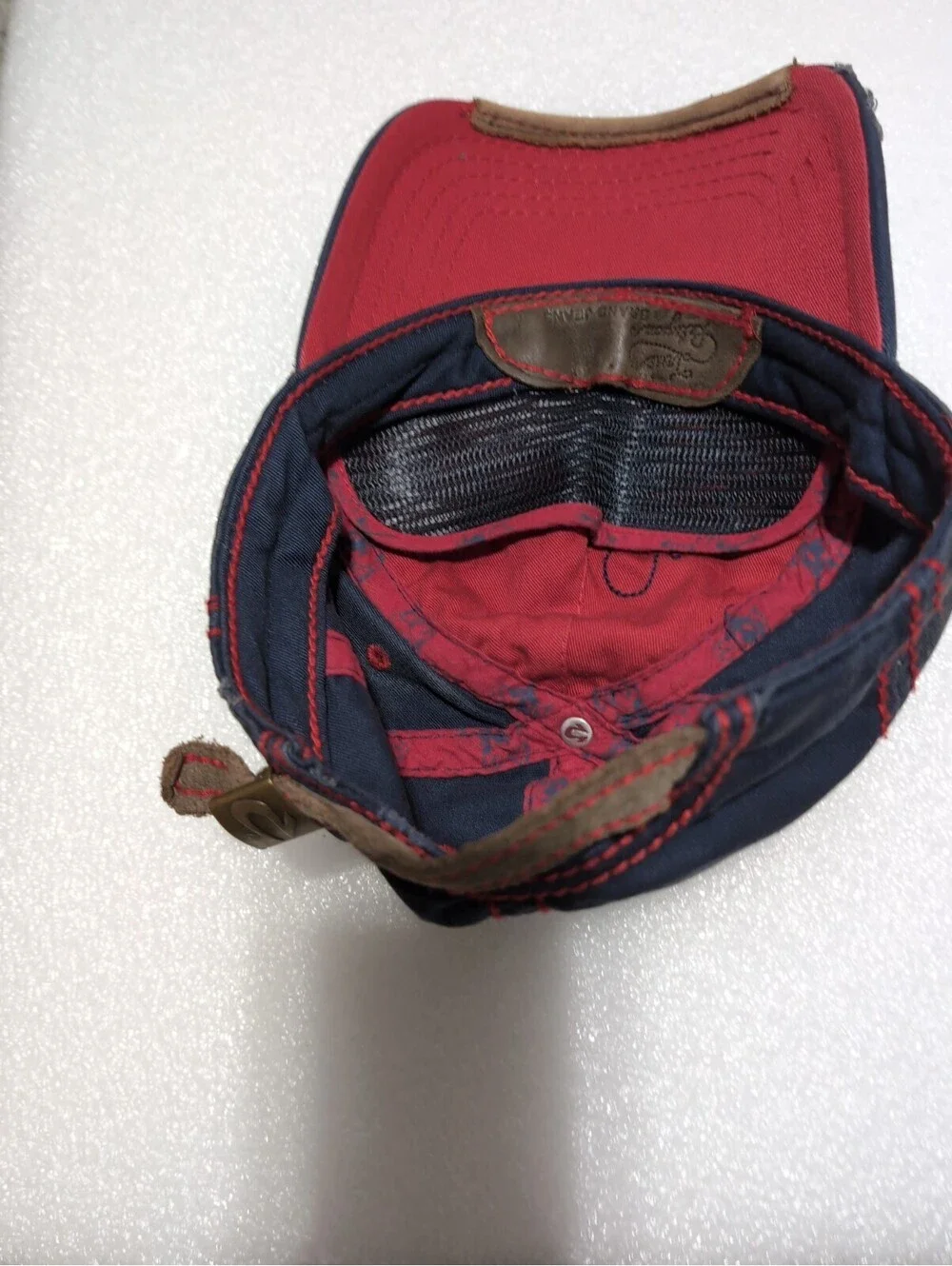 Vintage True Religion Hat Faded Distressed Blue Red One Sz Fits All Adjustable
